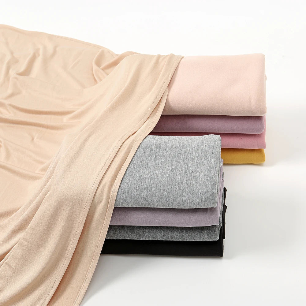 Hot Products Fashion Ladies Muslim Bandana Solid Color Cotton Elastic Shawl Premium Jersey Hijab Scarf
