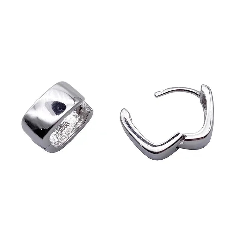 Factory Wholesale 925  Silver square Shaped Earrings Hoops Personalized Minimalist Fashion Style for Women