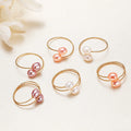 Natural Pearl Ring Women Simple College Style Girlfriend Birthday Gift Copper Plated 18K Gold Pearl Ring