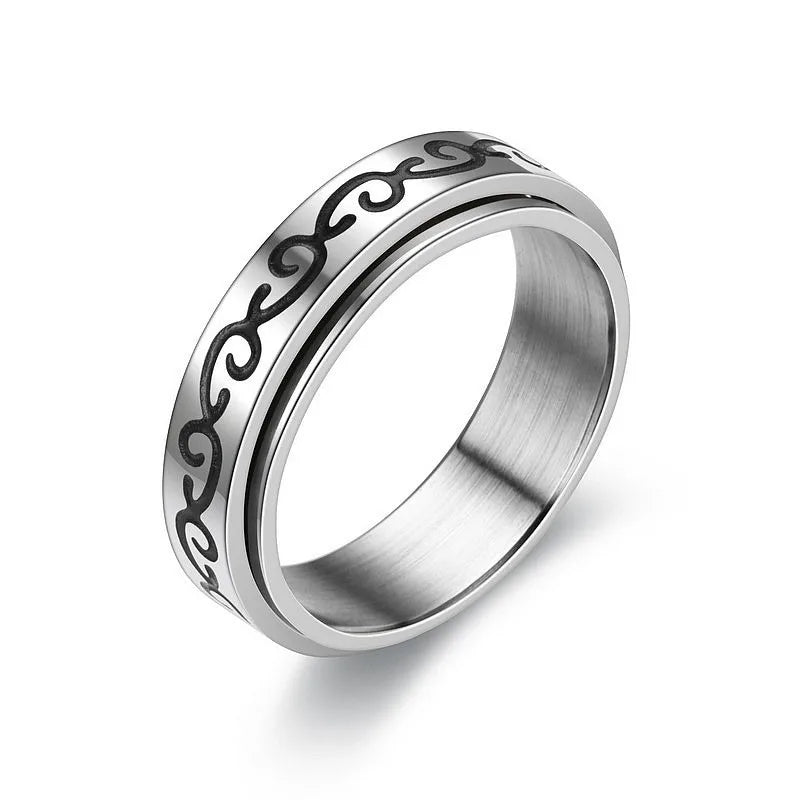 Trendy Rotatable Stainless Steel Ring Star Moon Heart Stress Relieving Rings Anxiety Fidget Spinner Ring for Women Mens Jewelry