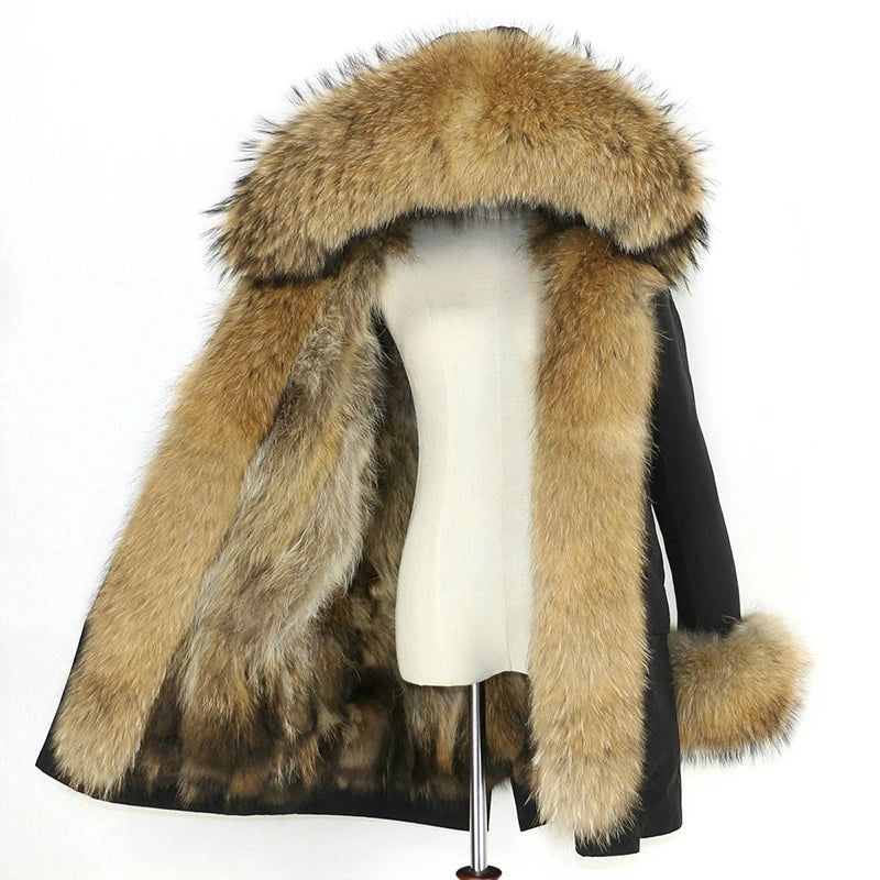 Waterproof Parka Winter Jacket Women Real Fox Fur Liner Coat Big Natural Raccoon Fur Hood Thick Warm Long Parkas Streetwear New