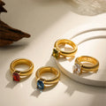 2025 Trendy Zircon Square Snake Ring 18K Gold Plated Ring Luxury Vintage Jewelry for Women Girls