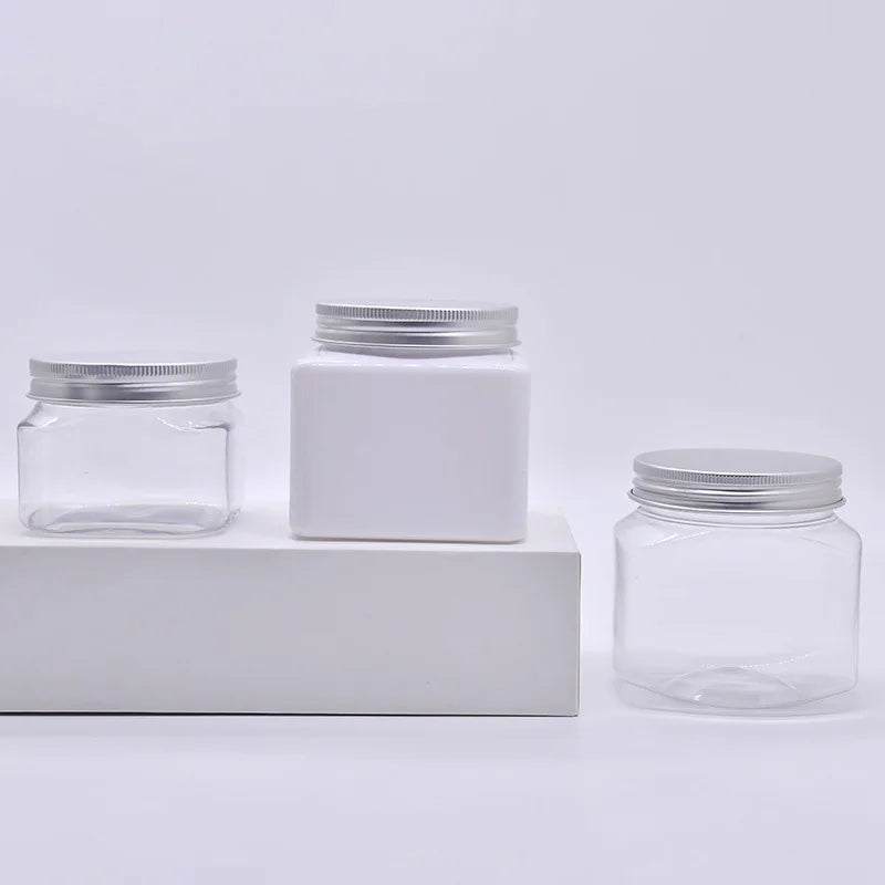 New Model 150/250ml PET Plastic Square Wide-Mouth Spray Bottle Aluminum Bottle Cap for Face Cream Facial Cleanser Custom Color