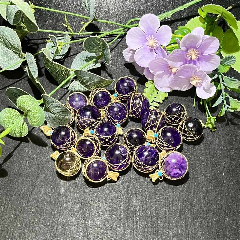 Hot Sale Crystal Necklace Natural Gem Stones Beautiful Wire Wrap Amethyst Pendant for Women Jewelry Gifts