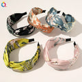 QIYUE High Grade Hair Bands Hoop Women Fashion Floral Printed Knot Bow Women Hair Headband