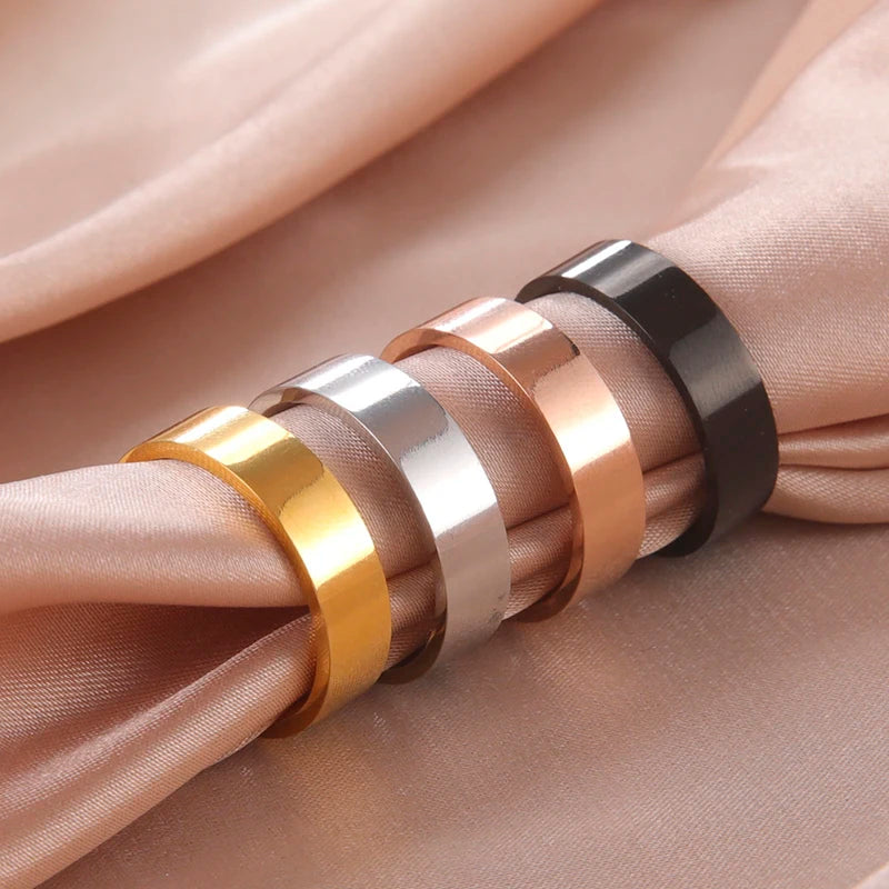 Wholesale Stainless Steel Couple Rings for Men Women Simple Gold Color Anniversary Ring Wedding Jewelry Gift for Lover