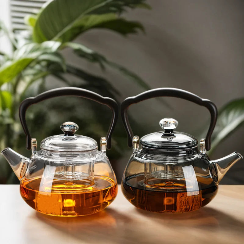 CHAPLIN High Borosilicate Transparent Color Gray Starry Sky Lifting Beam Pot Business Lid Hand Blown Modern Glass Teapot 1000ml