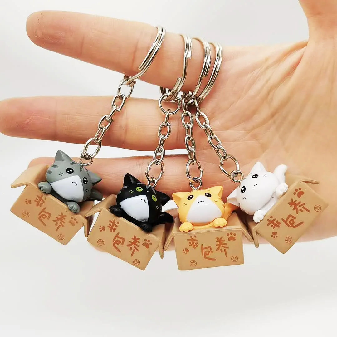 GT Cute Little Box Cat Key Chain for Women Men Keychain Bag Pendants Cat Keychains