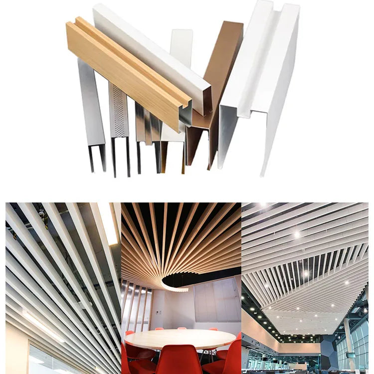Aluminum Baffle Ceiling Strip U-Shaped Square Tube Ceiling Baffles Decor Powder Coating Design Metal Suspended Aluminum