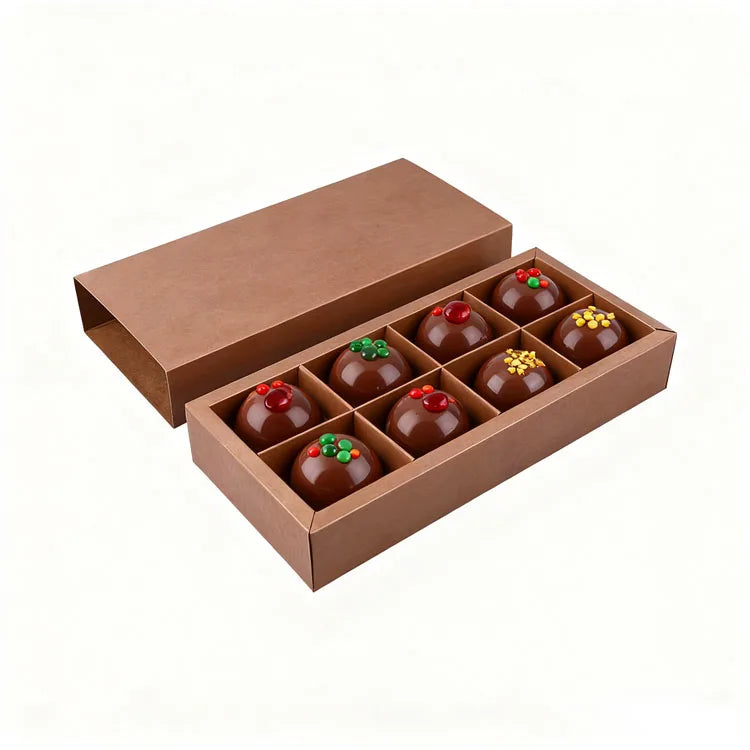 Food Grade Kraft Paper Custom Cake Boxes with Dividers Wholesale Chocolate Gift Packaging Manufacturer