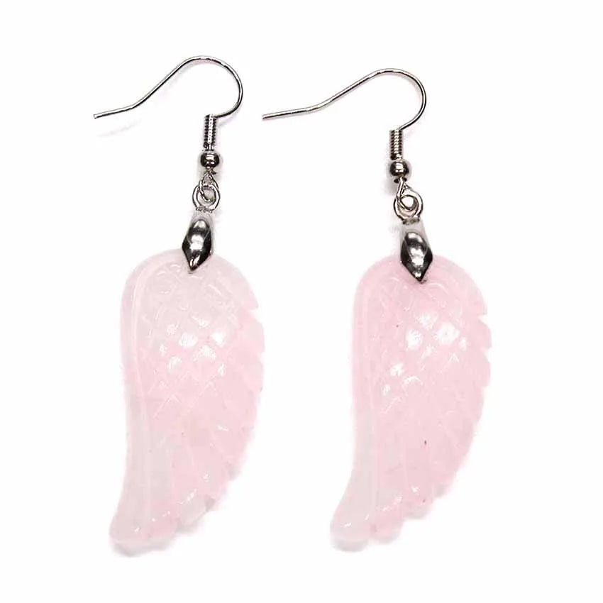 HZ Rose Quartz Earrings Natural Colorful Wrapped Stone Handcrafted Gemstones Jewelry for Women