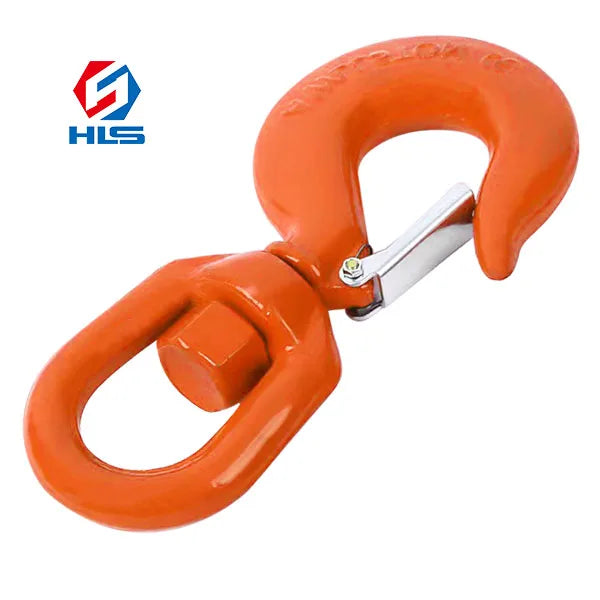 Carbon Steel 0.75 Ton Swivel Safety Hook Factory Lifting Rotatable Grade 80 Hoist Hook Swivel Rigging Hook