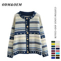 Wholesale Fall Winter Women Long Sleeves Casual Loose Fit With Buttons Wool Blend Cardigan Knitted Sweater