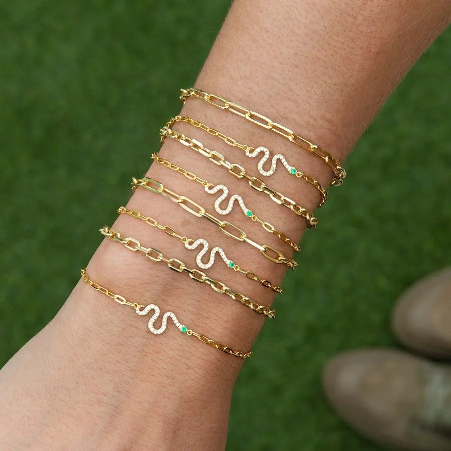 Gold Plated Rings Hoop Earrings Necklaces Bracelets Bohemian Style AAA Cubic Zirconia Snake Element Design Jewelry Set