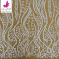 HY2293-4 Hot Selling White African Beaded Sequins Mesh Bridal Lace Wedding Dress Fabric