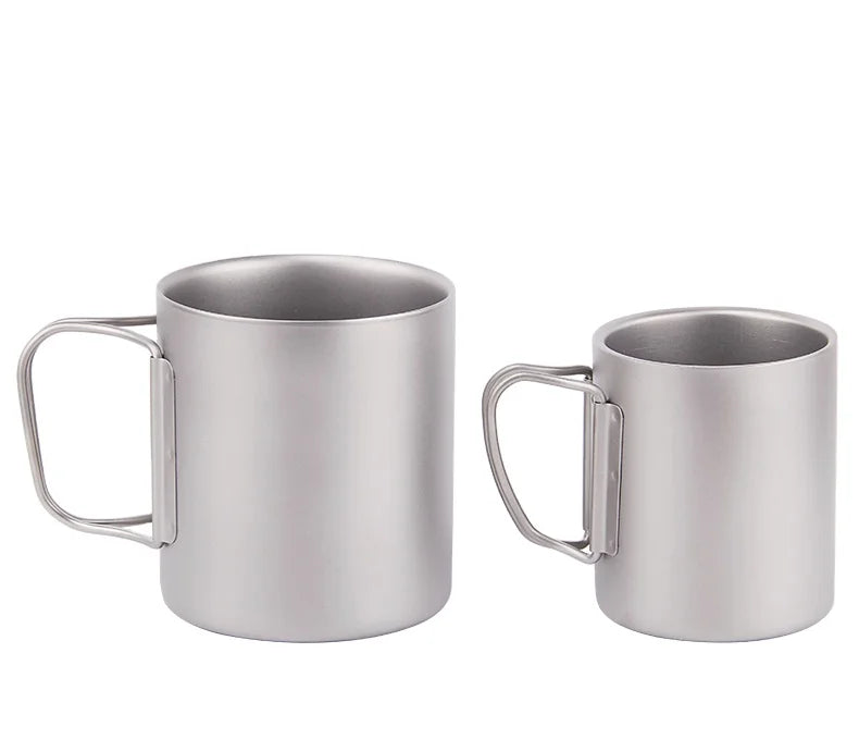 450ml Titanium Insulated Double Wall Cup for Outdoor Activities Camping Bushcraft and Hiking Equipment Drinkware Accessories