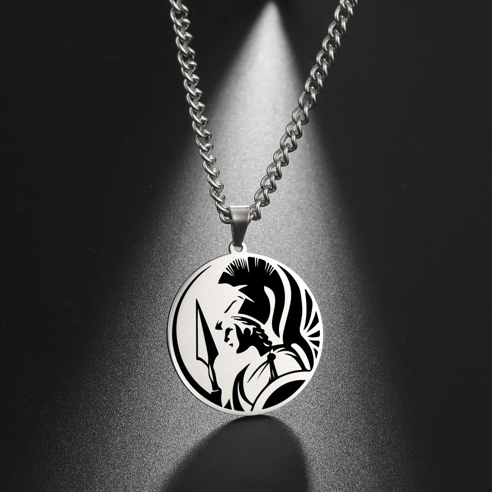 Athena Pendant Necklaces Goddess of Wisdom Women Men Necklace Chain Greek Mythology Stainless Steel Wicca Talisman Gift