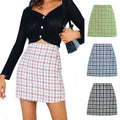 Fashion Woolen High Waist Skirt Vintage A-line Skirt Women Plaid Mini Skirt Elegant Plaid Mini Dress