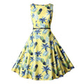 Summer Vintage Woman Clothes Print Large Swing Dress for Woman Lady Elegant Sleeveless High Waist Casual Dress
