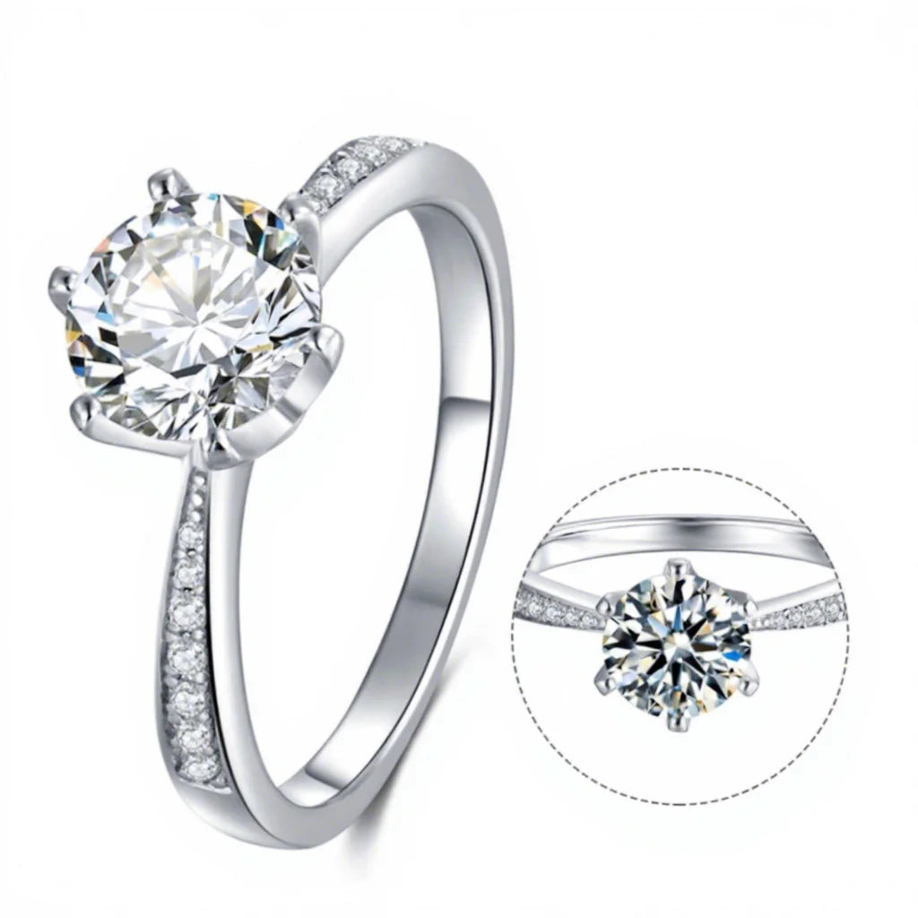 Abiding Jewelry Customized Jewellery Wholesale Silver Ring 925 Elegan 1.5CT Moissanite Silver Ring
