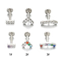 Zircon Flat Bottom Ear Bone Nail Lip Nail Precious Metal Alloy Gold Plated Silver Vintage Wedding Engagement Gift