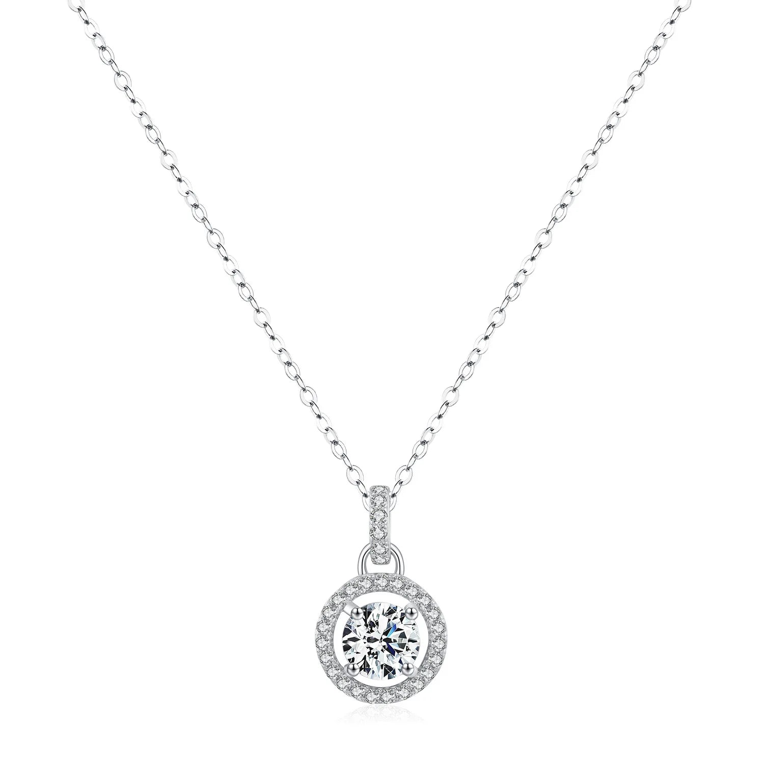 Factory Wholesale Luxury Pendant Clavicle Chain 925 Sterling Silver 1 Carat Moissanite D Color Full Diamond Necklace