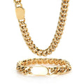 Wholesale 12 MM Width Stainless Steel Gold Plated Necklace Single Side Buckle Miami Cuban Link Chain for Men