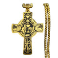 Men's Women's Stainless Steel Cross Pendant Necklace Exquisite Christian Eucharistic Halo Zircon Catholic Holy Spirit Church