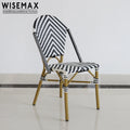 WISEMAX FURNITURE French Nordic Restaurant Cafe Garden Balcony Retro Rattan Chair Outdoor Dining Chairs