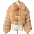 New Arrival Women's Winter Coat Vintage Short Style Luxury Faux Cropped Fox Fur Jacket Black Color