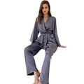 Wholesale Spring and Autumn Stain Sleepwear Set with Long Sleeves and Pants Women's 2pcs Set Pajamas Set