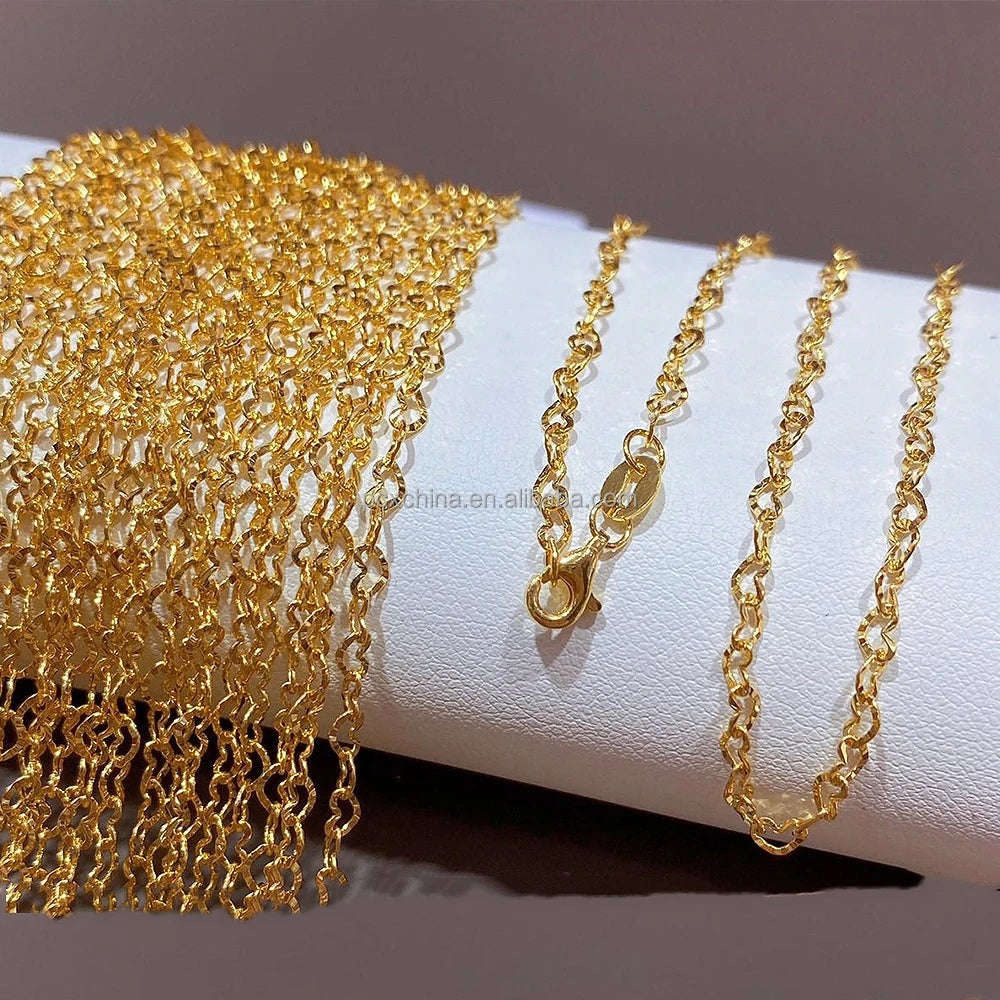 Wholesale 18K 14k Gold Love Chain Bracelet Necklace Au750 Real Gold Jewelry for Men Women Hollow Heart Chain for Pendant