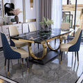 HANYEE Luxury Rectangle Dining Room Furniture Marble Top Stainless Steel Base Dining Table Good Quality Multi Size Dining Table