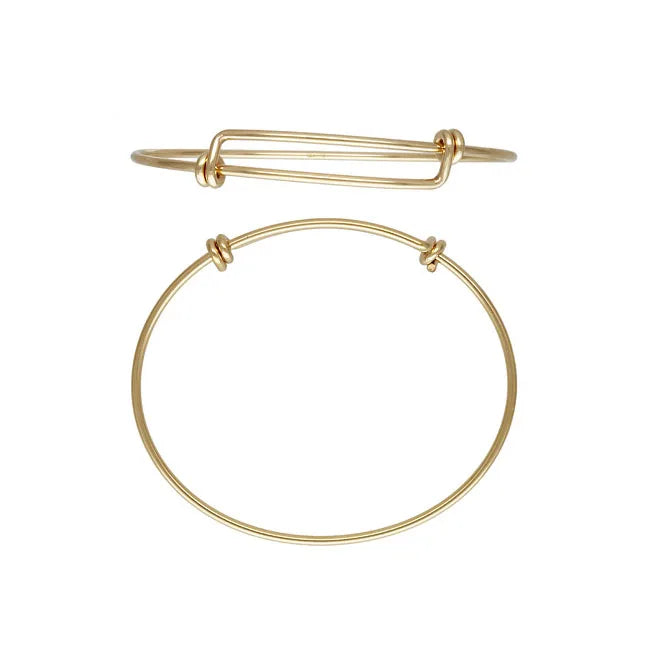 14K Gold Filled Jewelry 7"  Adjustable Bangle Base Bracelet Blank Stacking Bangle Bracelet