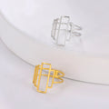 2024 Geometric Rectangle Stainless Steel Gold Ring Minimalist Couple Jewelry for Men Women 18K Gold Plated New Year Party Gift