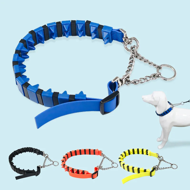Martingale XL Size Nylon Dog Chain Collar with PVC Leather Solid Pattern Breakaway Feature Rivet Decoration for Big Dogs