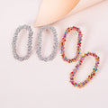 Hyperbolic Gold Plated Big Geometric Stud Earrings Coloured Rhinestone Oval Shaped Hoop Earrings for Women