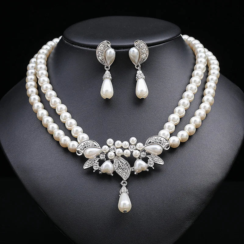 Wholesale Small Pearl Jewelry Set for Brides and Girls for Weddings Parties and Engagements Featuring Pearl Necklace Earrings