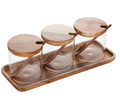 3 Pack 250ml / 8.5oz Clear Glass Seasoning Jar with Wooden Lid and Spoon Adorable Sugar Bowl Bath Salt Storage Container
