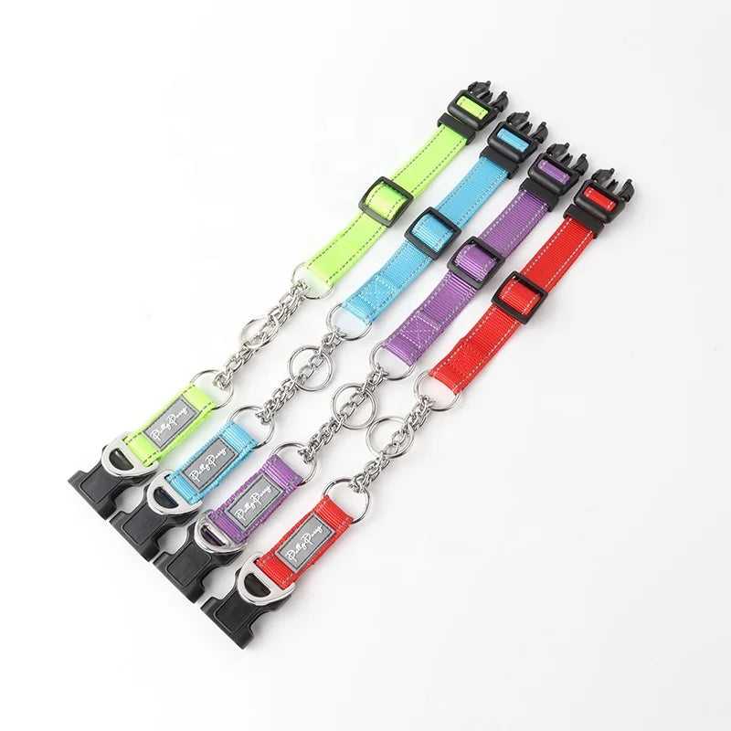 Gentle Effective Pet Training Limited Slip Martingale Dog Collar With Stainless Steel Chain Heavy Duty Buckle