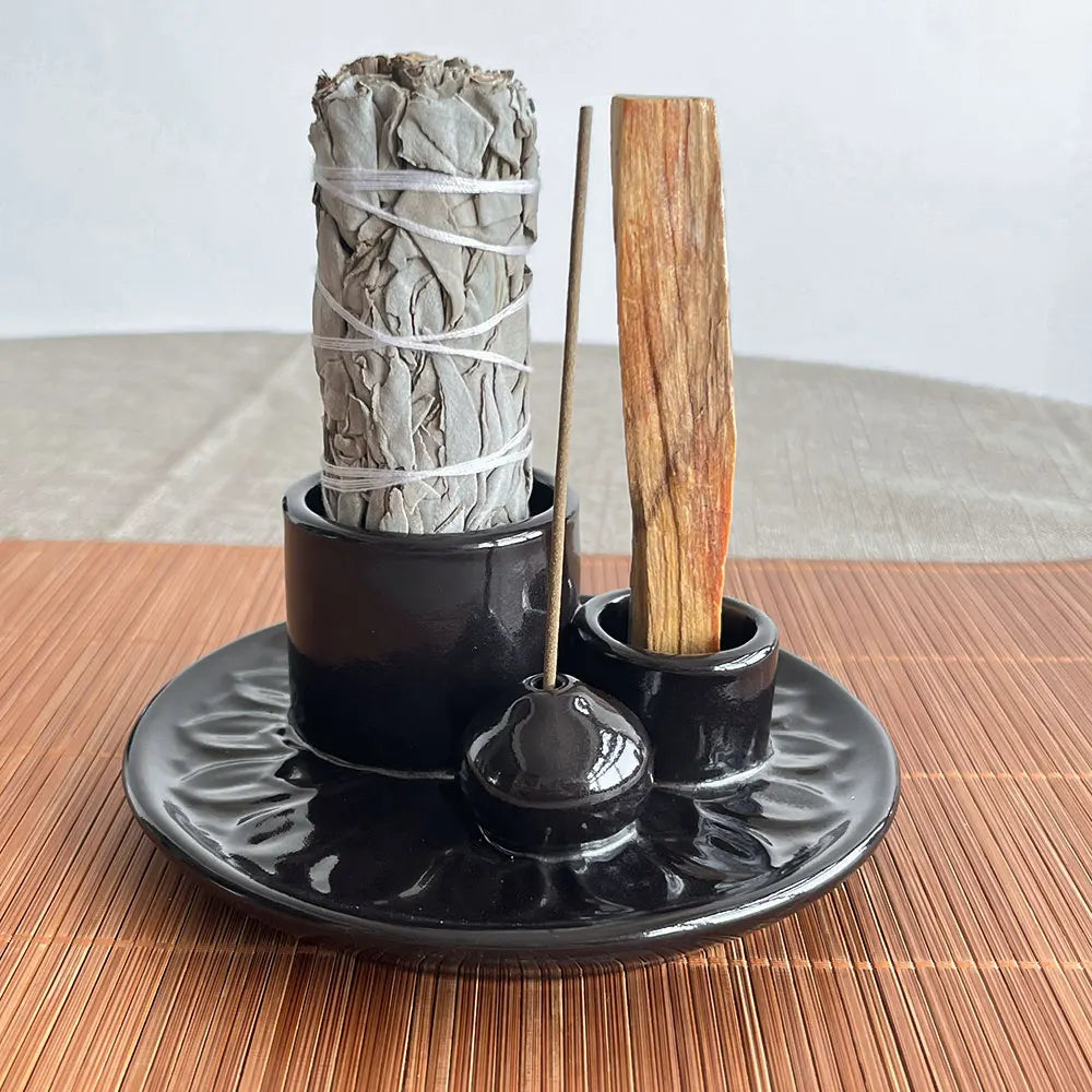 White Sage Holder Burner Tray Aromatherapy Ceramic Incense Plate Holy Wood Palo Santo Smudging Tray Meditation Incense & Holders