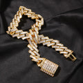 Brass Gold Plated Emerald Cut Cubic Zirconia Strand Hip Hop Necklace for Men Party