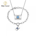 New Hot Sale 18K Gold Heart Shaped Zircon Love Letter Envelope Pendant Bracelet Necklace Set