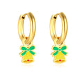 Christmas Earrings Gifts Custom Hypoallergenic Stainless Steel Gold Plated Earrings Cute Enamel Bell Dangle Huggie Hoop Earrings