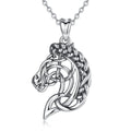 Vintage Jewellery Hollow Out Celtic Knot 925 Sterling Silver Horse Jewelry Pendant Necklace for Men