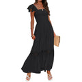 Summer Lace Strap Sleeveless Modest Dress High Waist Ruffle Hollow Out Flowy White Dress a Line Ladies Dresses