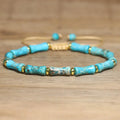 Bohemia Geometric 6x12mm Natural Turquoise Bracelet for Women Gift Handmade Braided Adjustable Stone Bracelet Jewelry