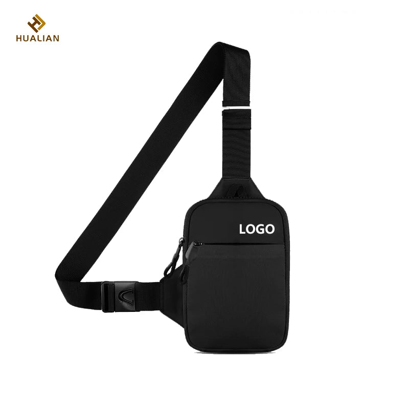 HUALIAN Men's Fashion Mini Nylon Single Shoulder Bag Custom Small Square Black Crossbody Messenger Sport Bag for Men