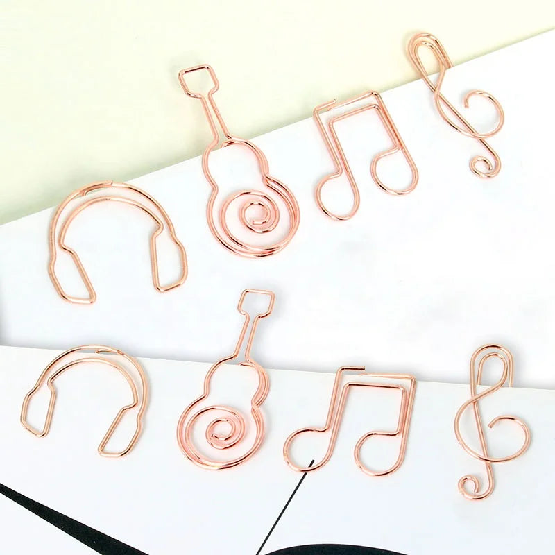 Ready to Ship Promotional Gifts Rose Gold Paper Clips Book Notebook Clips Music Symbol Shape Paper Clips