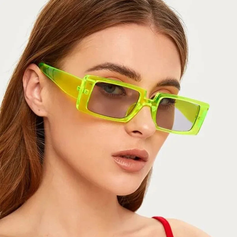 Newest Small square Frame Fluorescent Green Personality Sunglasses Women Men Eyewear Shade Sun Glasses Wholesale Custom Goggles